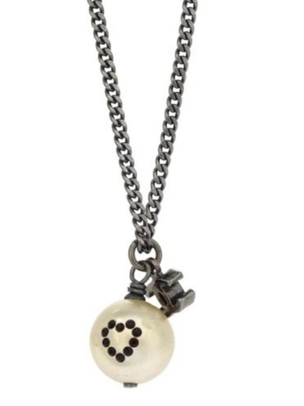 Chanel CC Necklace Pendant Silver Artificial Pearl Rhinestone 08P 168304
